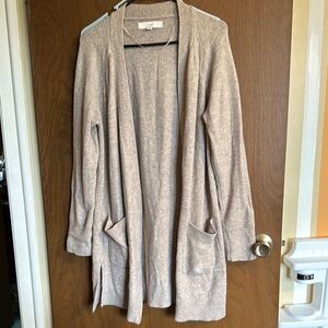 Cozy Beige Open-Front Cardigan LOFT